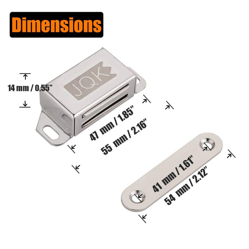 JQK Magnetic Cabinet Door Catch, Stainless Steel Closet Catches 10 Pack with Strong Magnetic, Furniture Latch 30 lbs, CC101-P10 - Image 2